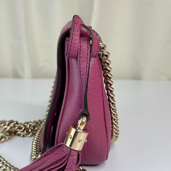 Gucci GG Logo Pink Soho Chain Shoulder Bag Crossbody with Tassel Detailing - Picture 4 of 10